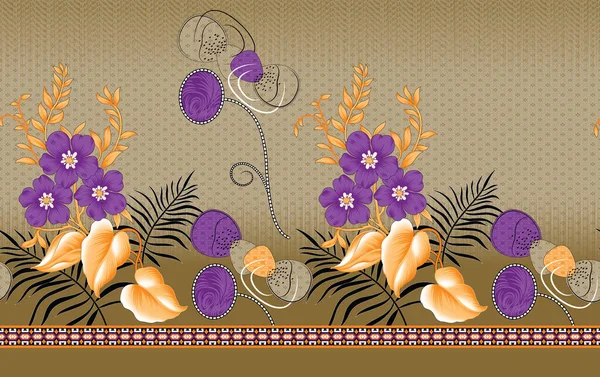 Digital textile flower and leaves beautiful with new style