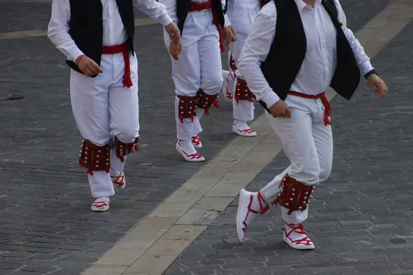 Danse Traditionnelle Basque Dans Festival Folklorique — Photo
