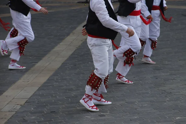Баскский Традиционный Танец Народном Фестивале — стоковое фото