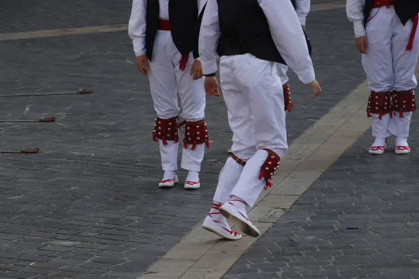 Баскский Традиционный Танец Народном Фестивале — стоковое фото