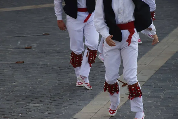 Βασκικός Παραδοσιακός Χορός Λαϊκό Φεστιβάλ — Φωτογραφία Αρχείου