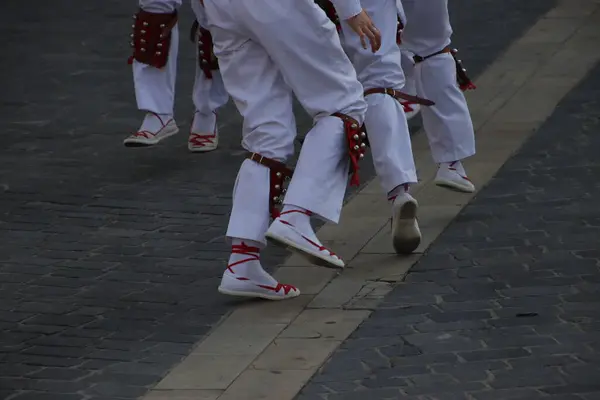 Baskische Traditionele Dans Een Volksfeest — Stockfoto