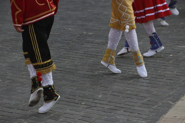 stock image Basque traditional dance in a folk festival