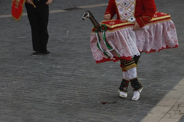 Baskisk Folkdansare Gatan — Stockfoto