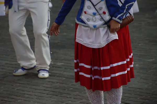 Danse Folklorique Basque Dans Rue — Photo