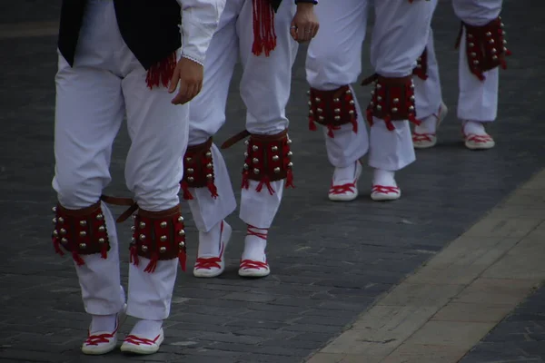 Baskisk Folkdansare Gatan — Stockfoto