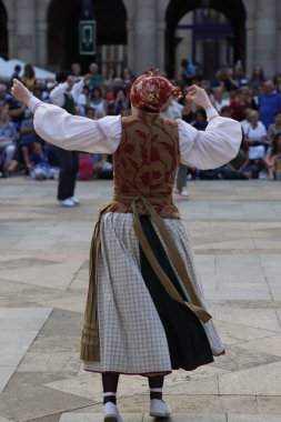 Basque folk dancer in an outdoor festival