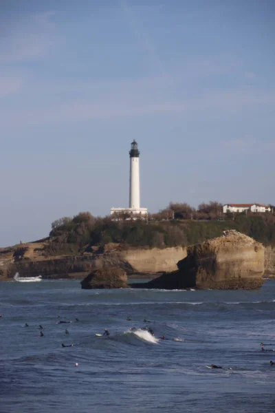 stock image Surfing in the beach of Biarritz