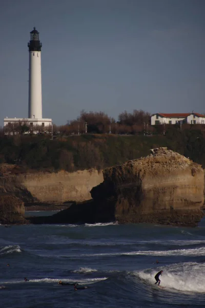 stock image Surfing in the beach of Biarritz