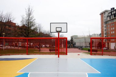 Basketball court in the city clipart