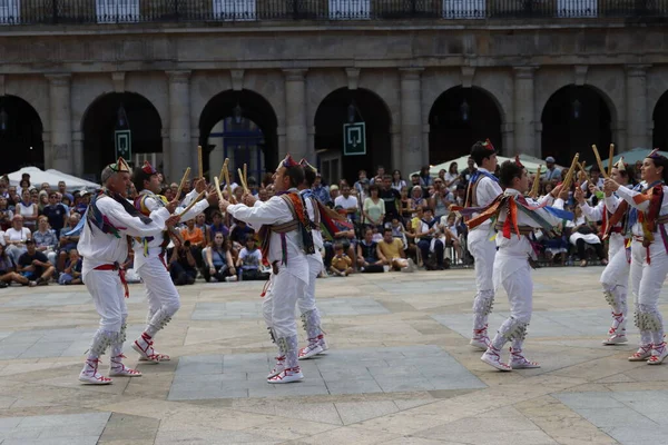 stock image Basque folk dance in a street festival