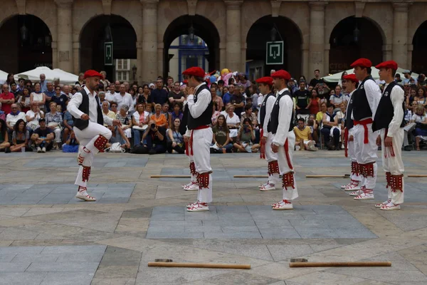 stock image Basque folk dance in a street festival