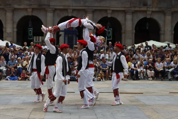 stock image Basque folk dance in a street festival