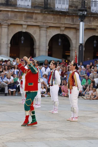 Baskisk Folkdansutställning Utomhusfestival — Stockfoto
