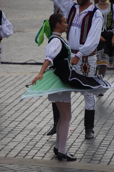 Słowacki Taniec Ludowy Ulicy — Zdjęcie stockowe