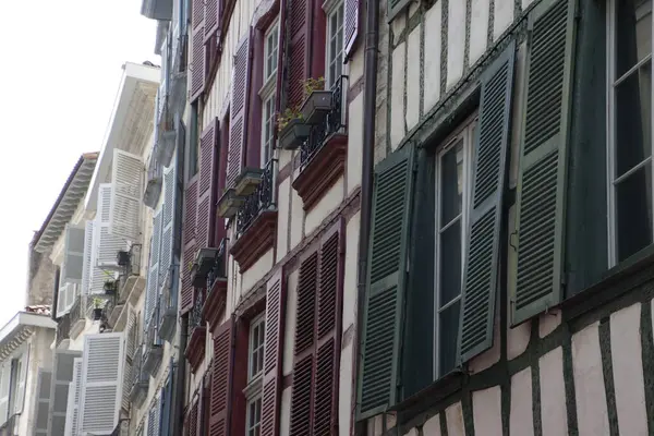 stock image Basque style architecture in the old town of Bayonne, France