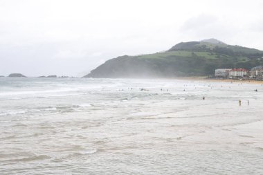 Zarautz, İspanya kıyısı manzarası