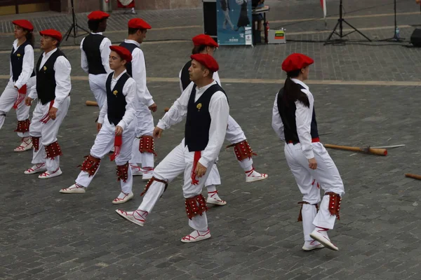 stock image Basque folk dance festival in the street