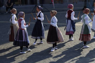 Basque folk dancer in an outdoor festival