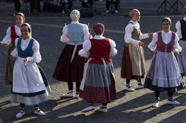 Basque folk dancer in an outdoor festival