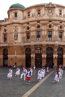  Basque folk dancer in an outdoor festival