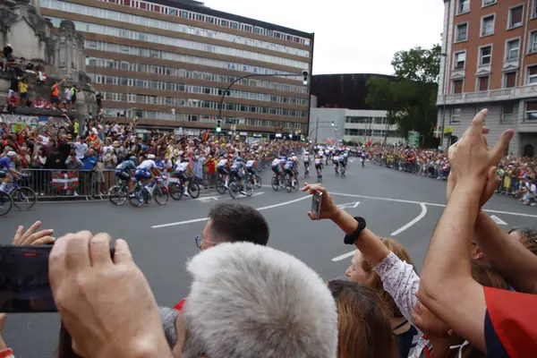 Υποστηρικτές Του Ποδηλάτου Κατά Την Πρώτη Φάση Του Tour France — Φωτογραφία Αρχείου