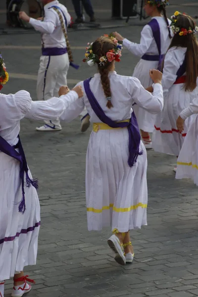 Exposição Dança Folclórica Basca Rua — Fotografia de Stock