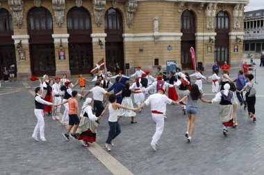  Basque folk dancer in an outdoor festival