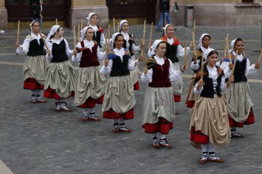  Basque folk dancer in an outdoor festival