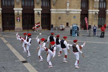  Basque folk dancer in an outdoor festival