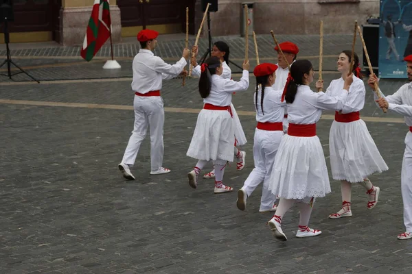  Basque folk dancer in an outdoor festival