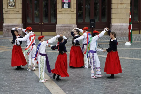  Basque folk dancer in an outdoor festival