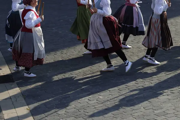 Basque Folk Dancers Street — Stock Photo, Image