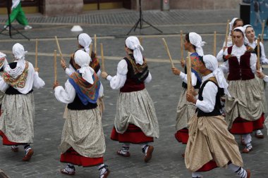 Basque folk dancer in an outdoor festival