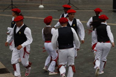 Basque folk dancer in an outdoor festival