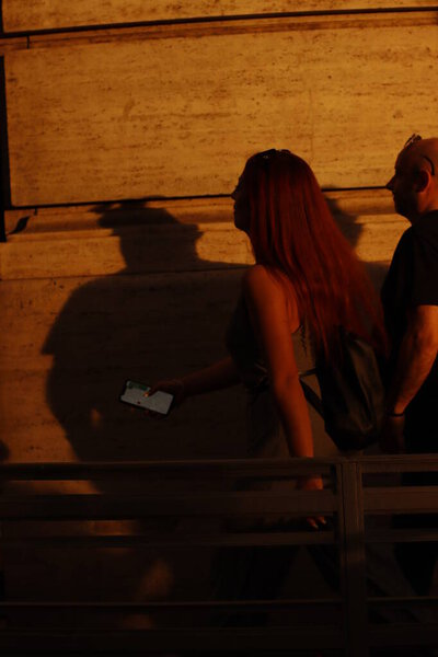 People in the downtown of Rome