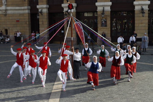 Basque folk dance exhibition in the street