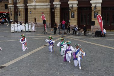 Folk dance exhibition in the city of Bilbao, Spain clipart