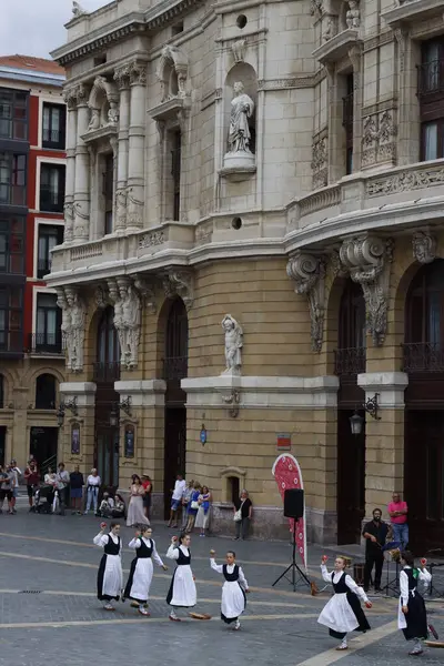 stock image Folk dance exhibition in the city of Bilbao, Spain