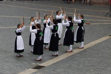 Basque folk dance exhibition clipart