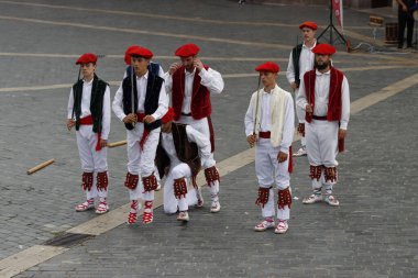 Basque folk dance exhibition clipart