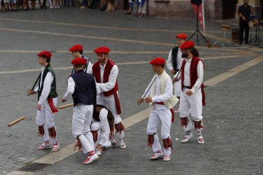 Basque folk dance exhibition clipart