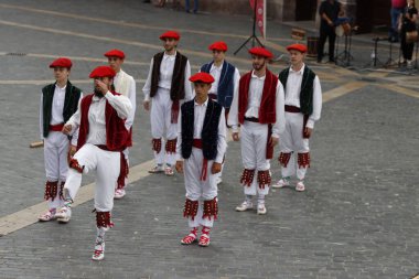 Basque folk dance exhibition clipart