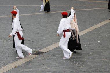 Basque folk dance performance clipart