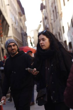 Demonstration for social rights in a street of Italy clipart