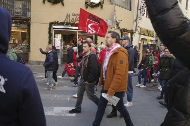 Demonstration for social rights in a street of Italy clipart