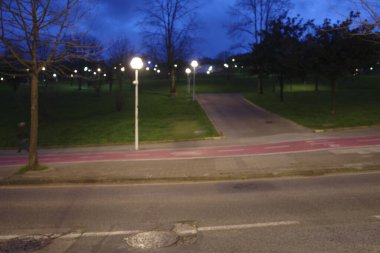 Şehir parkında kış gecesi