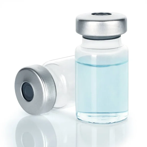 Ampolle Flaconi Vaccino Flaconcini Isolati Bianco — Foto Stock