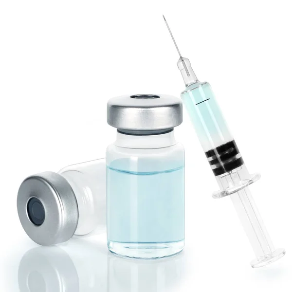 Frasco Para Injetáveis Vacina Seringa Agulha Medicamento Com Injeção Gripe — Fotografia de Stock