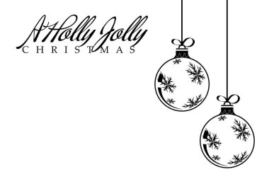 İyi tatiller! Tatil dekorasyonlu siyah beyaz illüstrasyon